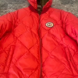 Gucci Reversible Red and Green Down Puffer Jacket